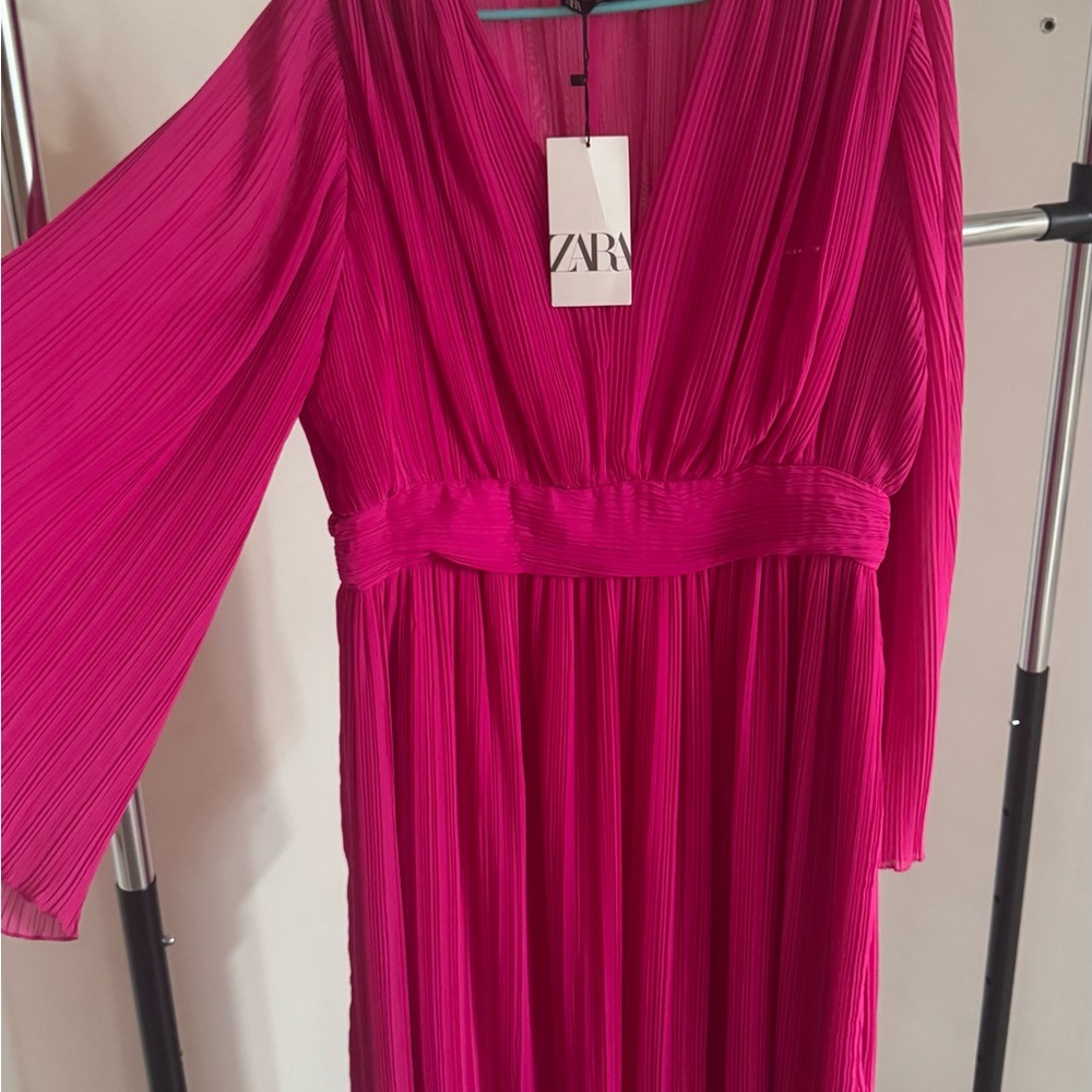 Zara Fuchsia Pleated Dress